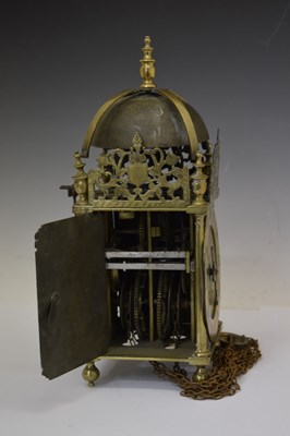 Lot 484 - Charles I brass lantern clock - 'William Sellwood at ye Mearemayde in Lothburi'