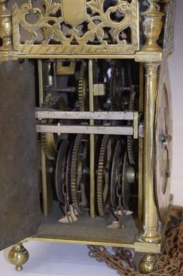 Lot 484 - Charles I brass lantern clock - 'William Sellwood at ye Mearemayde in Lothburi'