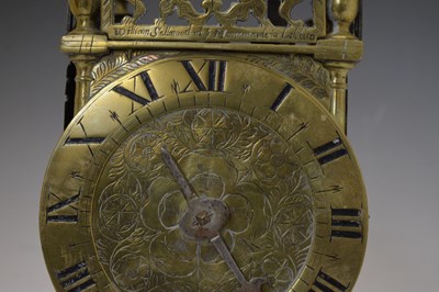 Lot 484 - Charles I brass lantern clock - 'William Sellwood at ye Mearemayde in Lothburi'
