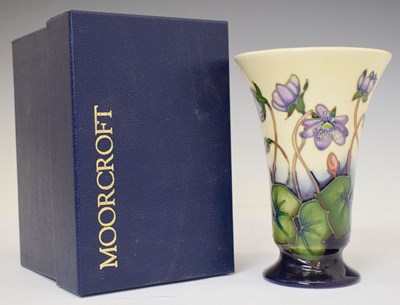 Lot 424 - Moorcroft - Vase of flared form in the Hepatica pattern