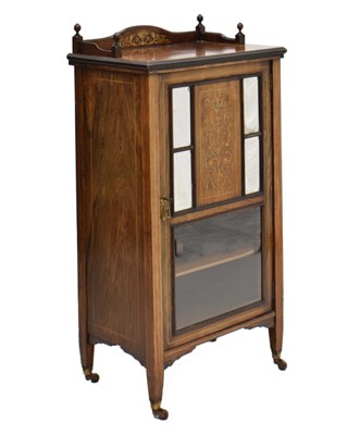 Lot 545 - Edwardian rosewood and marquetry music cabinet