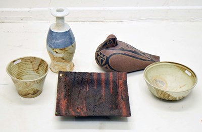 Lot 620 - Studio Pottery - Mixed group comprising stoneware model of a bird, etc