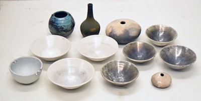 Lot 630 - Studio Pottery - Mixed group, to include raku vase by Sue Ford, etc