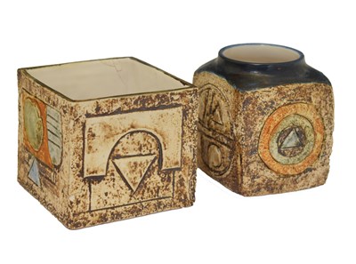 Lot 617 - Troika - Vase of cube form, and marmalade pot