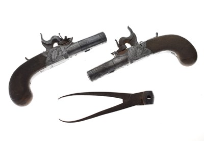 Lot 291 - Pair of 42 bore percussion boxlock pocket pistols, Nock, London