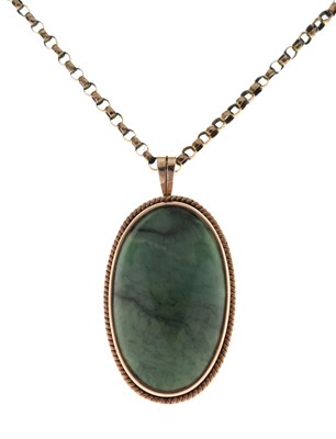 Lot 74 - Large oval malachite cabochon pendant