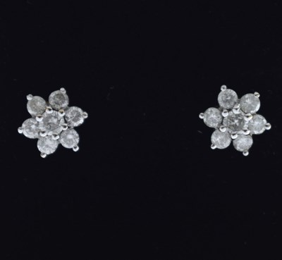 Lot 131 - Pair of diamond cluster ear studs