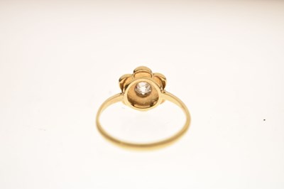 Lot 15 - Late 19th / Early 20th century diamond and pearl yellow metal flower head ring