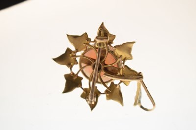 Lot 47 - Late 19th century opal and seed pearl unmarked yellow metal pendant brooch