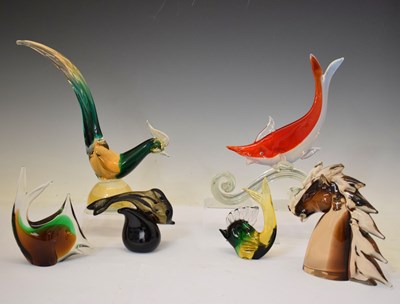 Lot 613 - Murano horse's head, dolphin, bird, etc