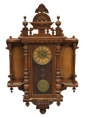 Lot 538 - Walnut and fruitwood cased spring driven Vienna wall clock circa 1900