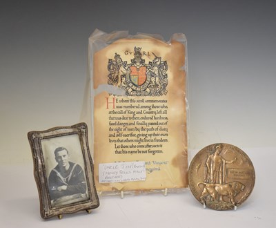 Lot 376 - First World War Memorial plaque to A.B. James Edward Vincent