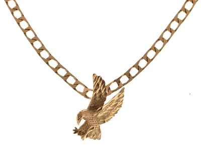 Lot 98 - 9ct gold filed curb link necklace with eagle pendant