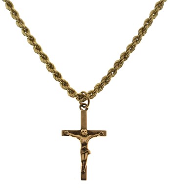Lot 99 - 9ct gold crucifix pendant necklace