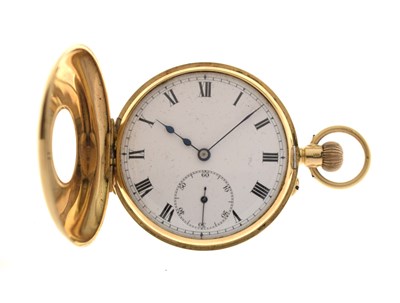 Lot 145 - George V 18ct gold half hunter pocket watch