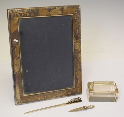Lot 195 - Silver stamp moistener, letter opener, frame