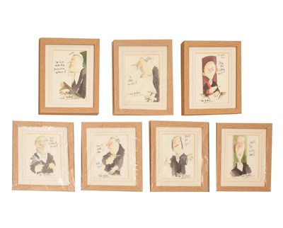 Lot 516 - Tim Bulmer (b.1958) - Watercolours - Cartoon sketches of courtroom observations