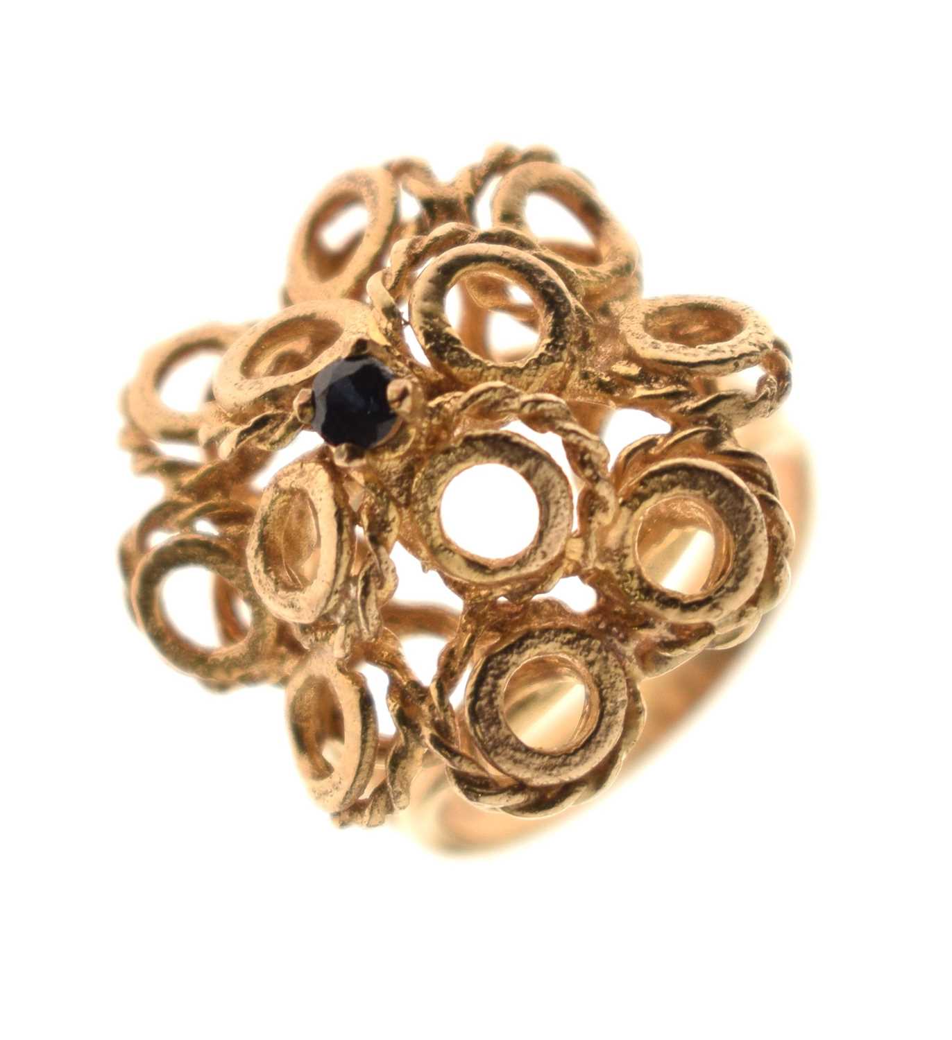 Lot 14 - Sapphire 9ct yellow gold dress ring