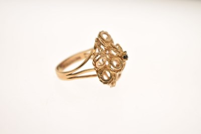 Lot 14 - Sapphire 9ct yellow gold dress ring