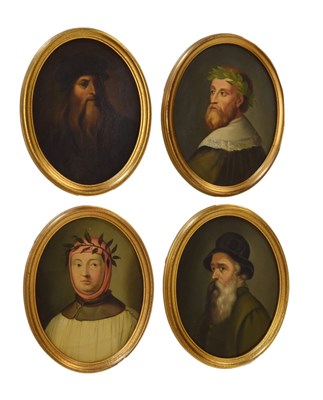 Lot 487 - Four 19th Century oval portraits of Italian artists
