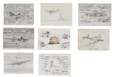 Lot 520 - Barry Wallond (20th century) - Seven aviation prints and one other