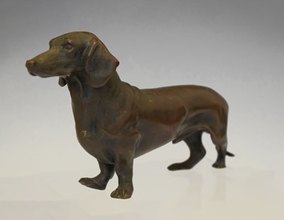 Lot 329 - Bronze model of a dachshund