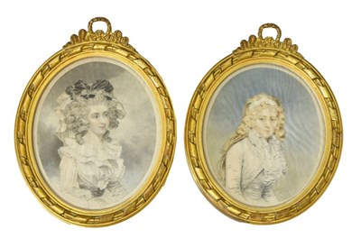 Lot 475 - Pair of stipple engraved oval prints