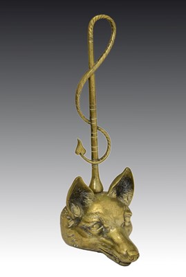 Lot 366 - 20th century brass fox head porter or doorstop