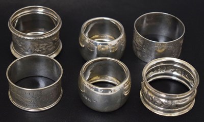 Lot 204 - Six silver napkin rings