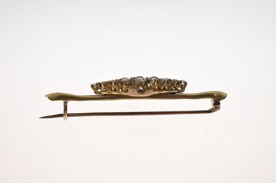 Lot 38 - Diamond and sapphire 18ct yellow metal brooch