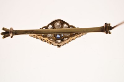 Lot 38 - Diamond and sapphire 18ct yellow metal brooch