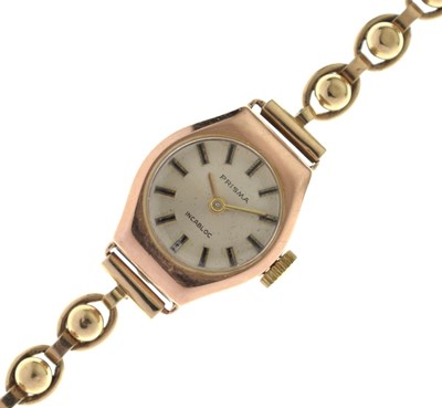 Lot 174 - Prisma - Lady's 14ct gold cased watch, on a 9ct gold bracelet