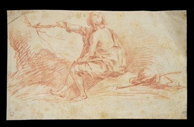 Lot 386 - Attributed to Giovanni Benedetto Castiglione, (Italian, 1609-1664) - Red chalk - Study of a boy