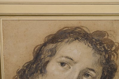 Lot 387 - Attributed to Jan de Bray, (Dutch, 1626/7-1697) - Chalk and watercolour wash - Head of a youth