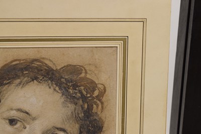 Lot 387 - Attributed to Jan de Bray, (Dutch, 1626/7-1697) - Chalk and watercolour wash - Head of a youth