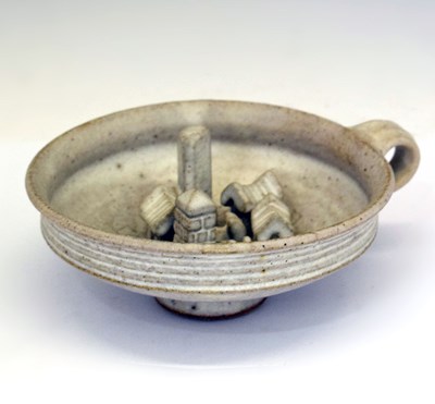 Lot 460 - Studio Pottery – Ian Godfrey (1942-1992) – Footed Cup Form with Buildings