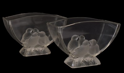 Lot 403 - Pair of Art Deco style clear glass vases by Verlys (France)