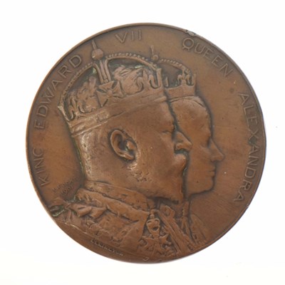 Lot 268 - Bronze medal commemorating the coronation of Edward VII and Queen Alexandra by Emil Fuchs, 1901