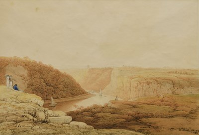 Lot 394 - Francis Danby (1793-1861) - Pencil and watercolour - Avon Gorge from Clifton Down