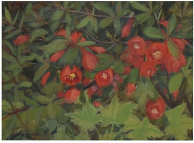Lot 491 - Wendy Sinclair (1932-2024) - Oil on board - 'Japonica'