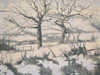 Lot 479 - Edward Mowforth (20th century) - Oil on canvas - 'Rosedale oak trees, Winter 1957-8'
