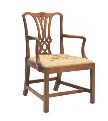 Lot 560 - Chippendale revival carved beech elbow chair or dining armchair