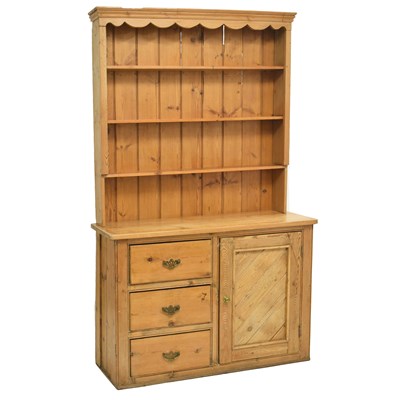 Lot 590 - Victorian pine dresser base and a pine rack