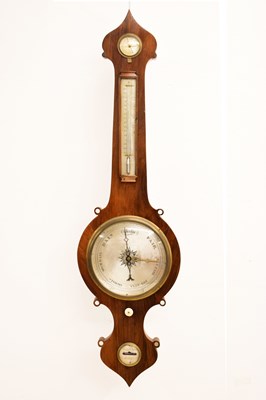 Lot 530 - Mid 19th century mahogany wheel or banjo barometer, 'Pretty & Mann, Bury'