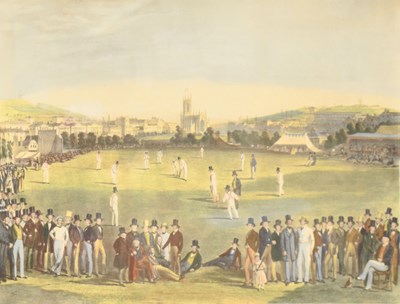 Lot 503 - After William Drummond and Charles J Basebe - Colour engraving - 'A Cricket Match'