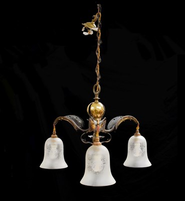Lot 264 - Arts & Crafts brass ceiling light, circa 1900