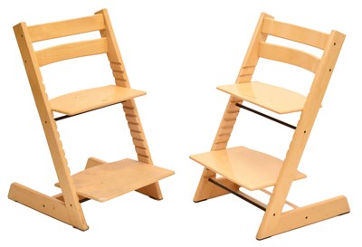 Lot 604 - Peter Opsvik for Stokke, Norway - Pair of Tripp Trapp adjustable child's high chairs