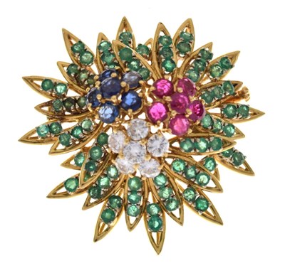 Lot 99 - Diamond and gem set pendant/brooch