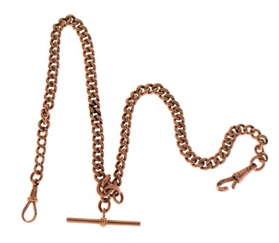 Lot 105 - 9ct gold graduated curb link Albert watch chain