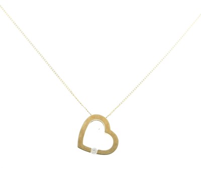 Lot 77 - 9ct gold diamond set heart-shaped pendant necklace